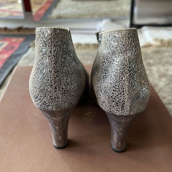 Calleen Cordero 3” leather booties with silver and  gold metal studs. - Picture 6 of 8